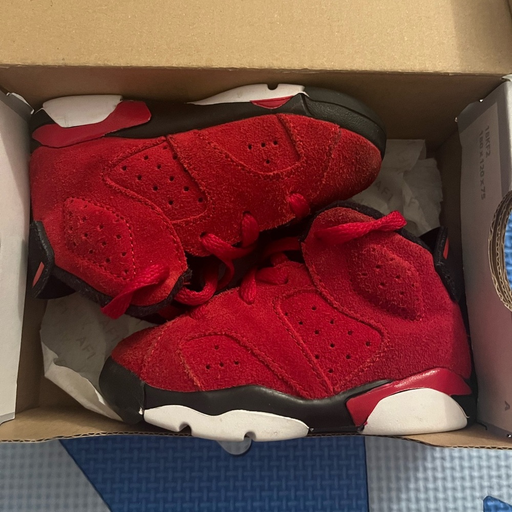 Preschool toddler size 5C, 2023
Air Jordan 6 Retro TD 'Toro Bravo